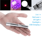 Pet Fun 3-in-1 Toy Pack: USB Rechargeable Laser, Flashlight & UV Light for Hours of Entertainment