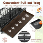 Durable 38 Inch Collapsible Metal Dog Crate with Secure Rolling Wheels & Easy-Clean Tray