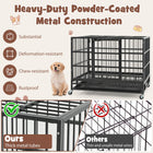 Durable 38 Inch Collapsible Metal Dog Crate with Secure Rolling Wheels & Easy-Clean Tray