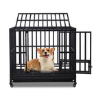 Heavy Duty 42-Inch 3-Door Dog Kennel – Removable Tray & Lockable Wheels for Easy Mobility