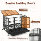 Durable 38 Inch Collapsible Metal Dog Crate with Secure Rolling Wheels & Easy-Clean Tray