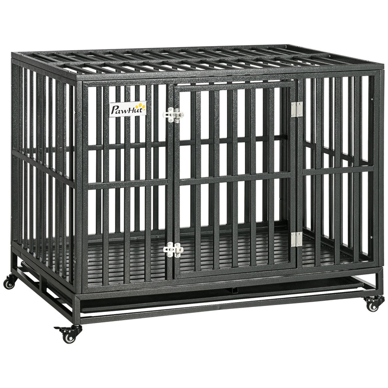 Durable 44" Heavy-Duty Pet Dog Crate with Playpen Feature & Easy-Clean Removable Tray