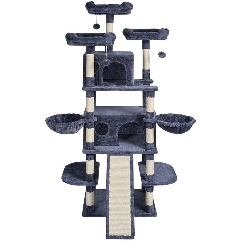 Deluxe 68.5" Indoor Cat Tree with 2 Cozy Condos and Scratch Resistant Posts