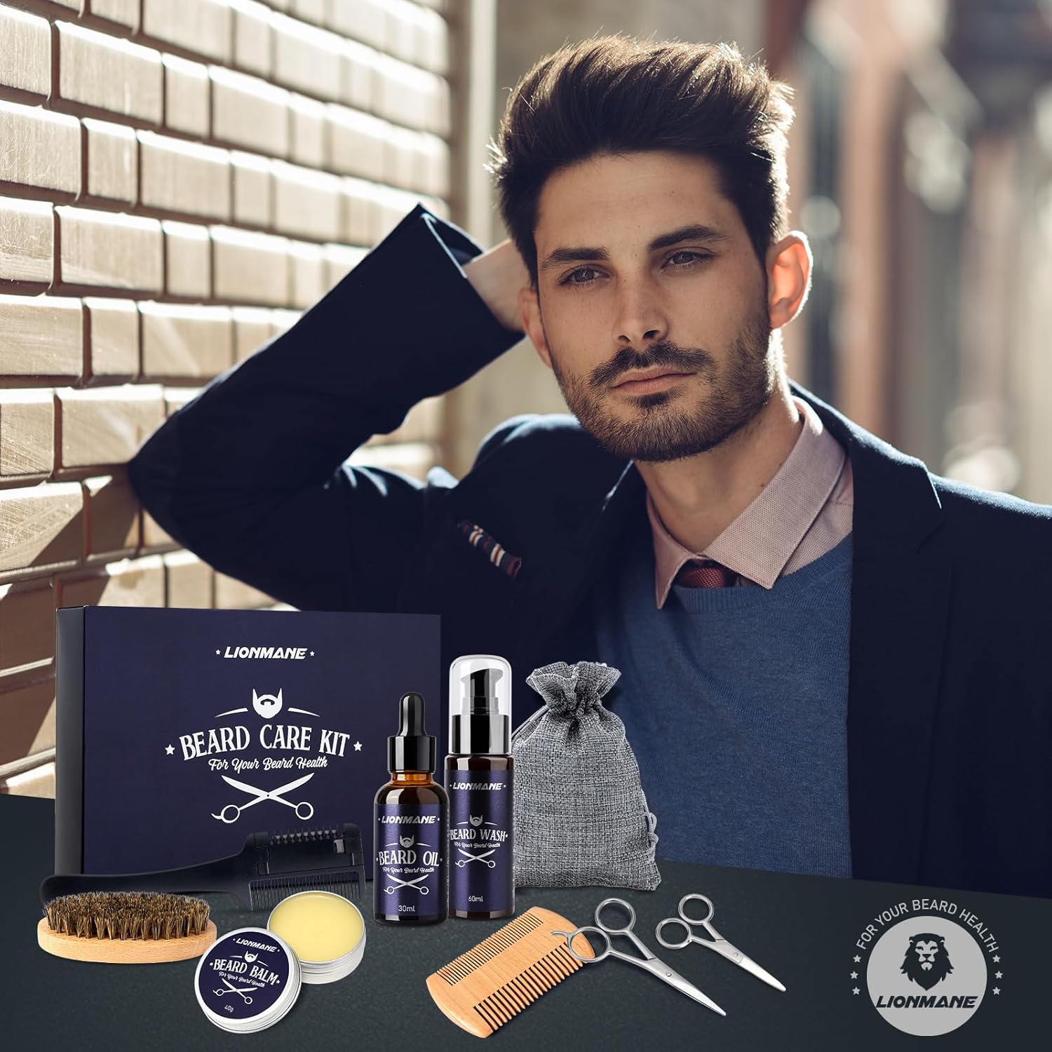 Beard Care Gifts Kit for Men, Beard Mustache Grooming Kit -Beard Balm