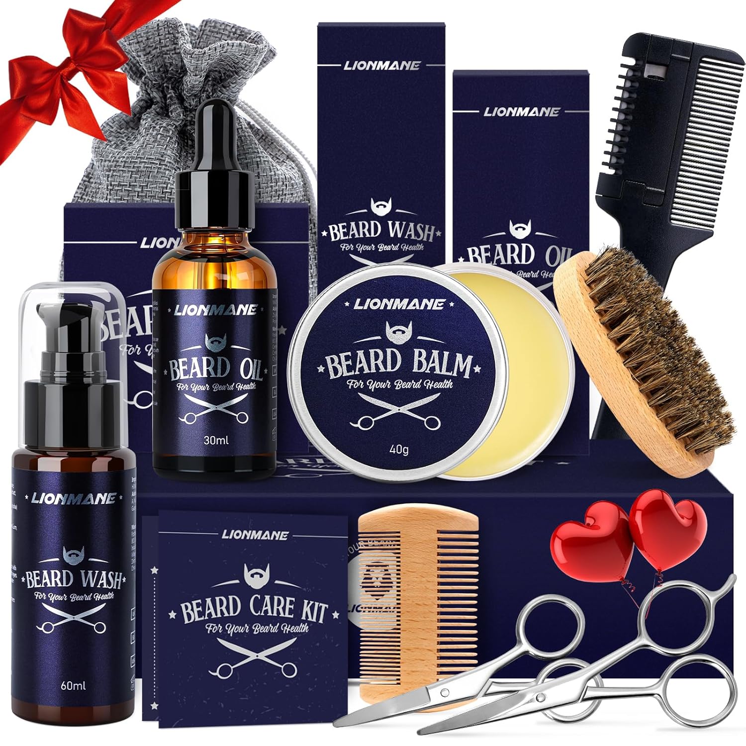 Beard Care Gifts Kit for Men, Beard Mustache Grooming Kit -Beard Balm