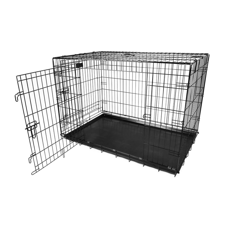 Adjustable 36-Inch Puppy Cage - Metal Pet Crate with Quick Setup and Dual Entrances