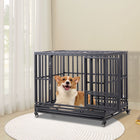 Heavy Duty 42-Inch 3-Door Dog Kennel – Removable Tray & Lockable Wheels for Easy Mobility