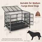 Durable 38 Inch Collapsible Metal Dog Crate with Secure Rolling Wheels & Easy-Clean Tray