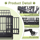 Heavy Duty 42-Inch 3-Door Dog Kennel – Removable Tray & Lockable Wheels for Easy Mobility