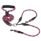 No-Tangle Dual Dog Leash - Reflective Walking Lead with Swivel Coupler & Padded Handle