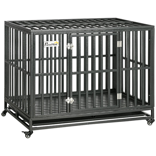 Durable 44" Heavy-Duty Pet Dog Crate with Playpen Feature & Easy-Clean Removable Tray