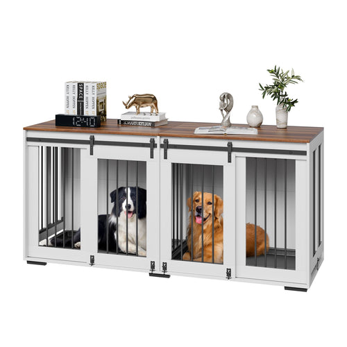 Spacious 72-Inch Double Dog Crate Furniture with Steel Frame and Modern Design