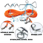 Heavy Duty Dog Tie Out Cable with Stake, Waterproof PVC Double Dog Leash for Yard Camping