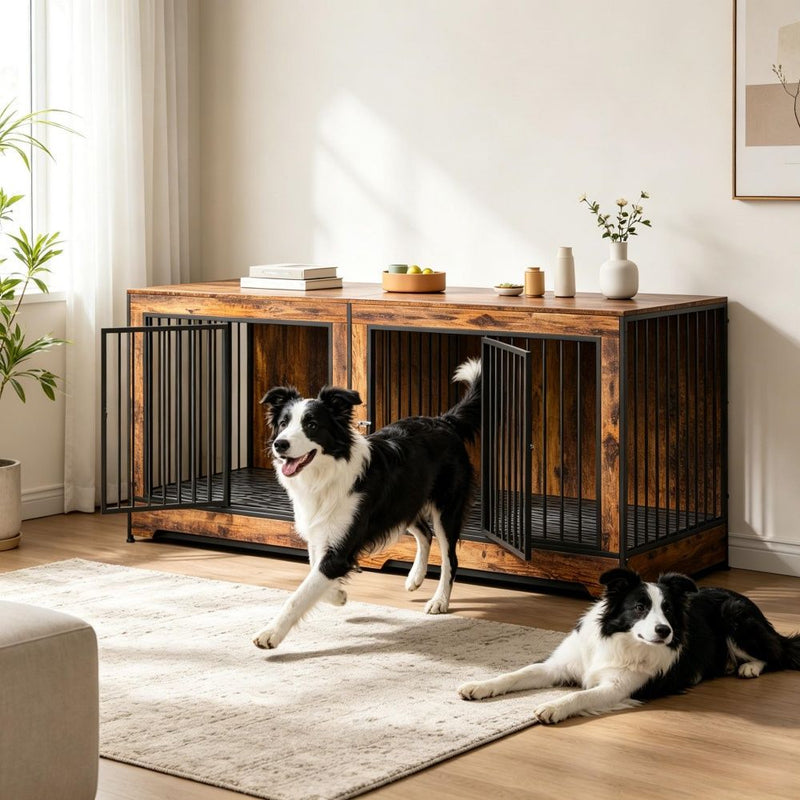 Functional Dog Crate Furniture with Customizable Divider for Easy Training